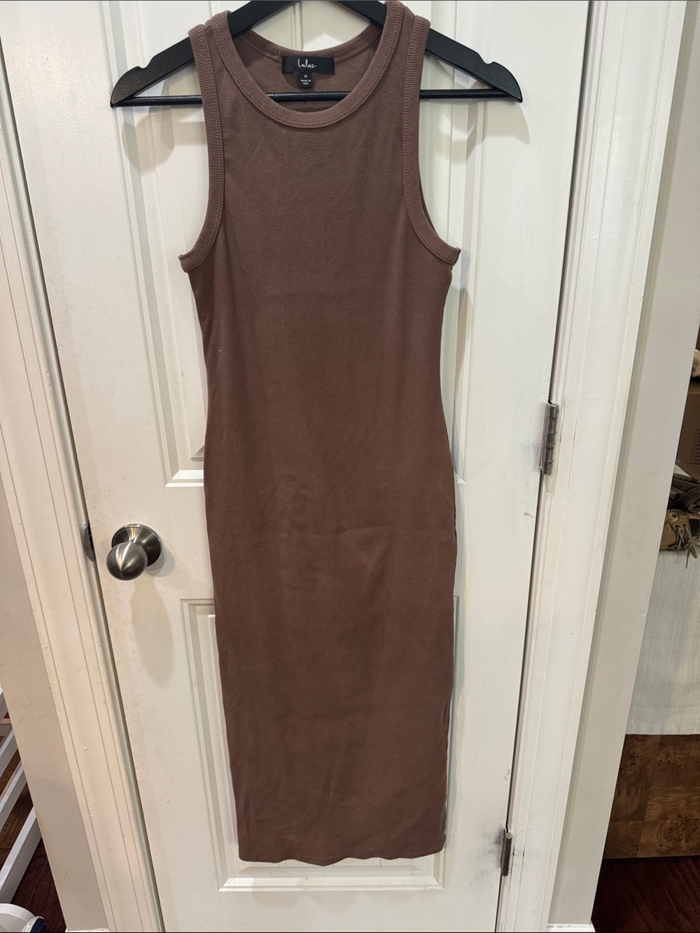 Lulu's Brown Ribbed Tank Midi Dress